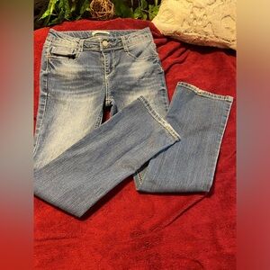 WISHFUL PARK DISTRESSED W THICK WHITE STITCHING LT DENIM JEANS SZ 12 Gently Used